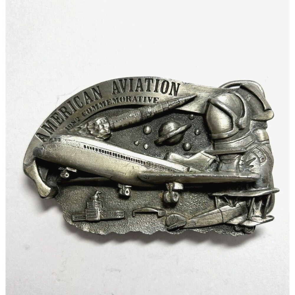 Vintage American Aviation Belt buckle 1982 Arroyo Grande Buckle Co Pilot Flying